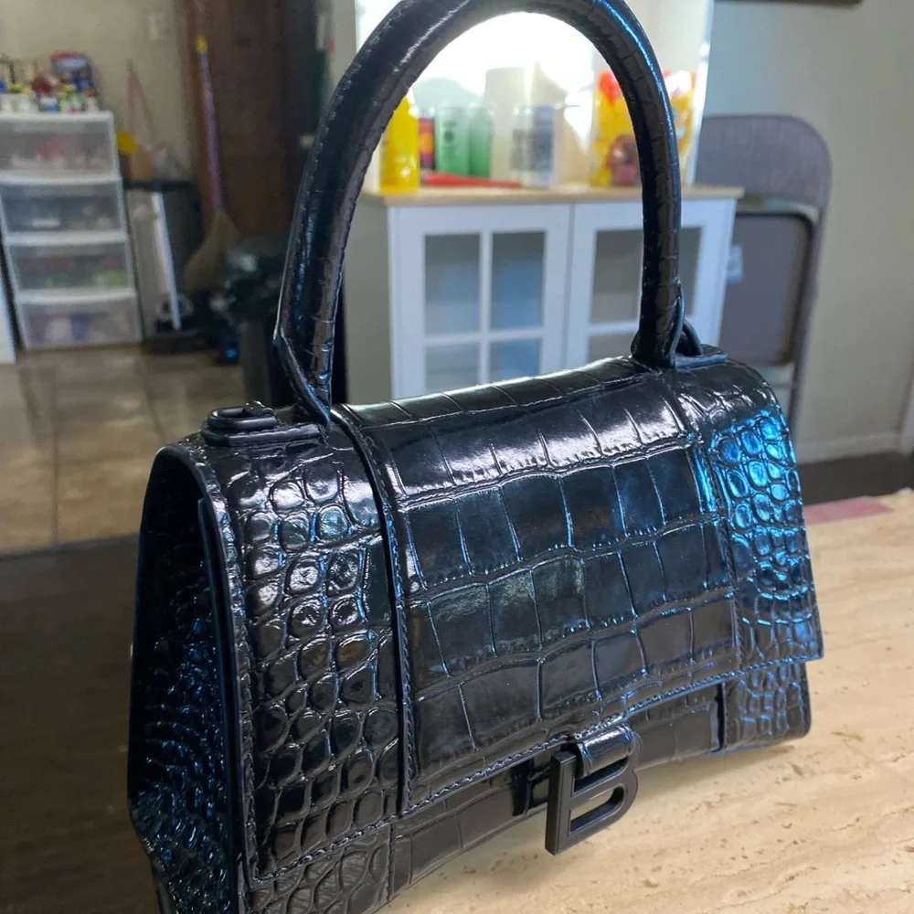 Balenciaga Hourglass small crocodile-embossed bag - Picture 2 of 6